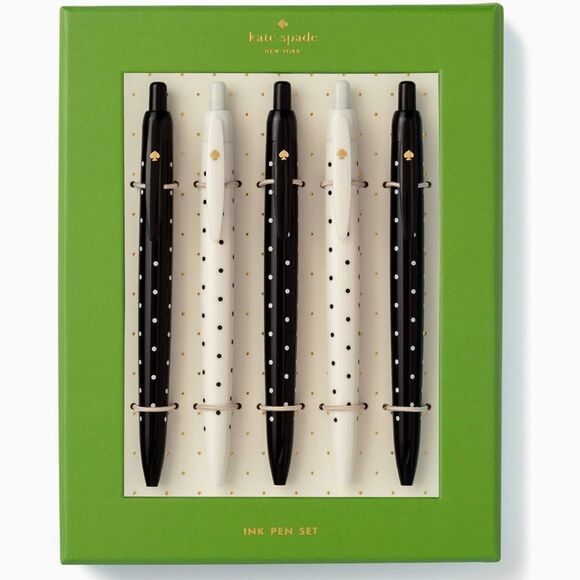 Kate ♠️ Spade Black Dot Pen Set of Five! - Picture 1 of 5